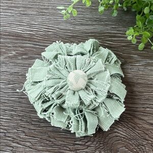 Handmade Sage Green Fabric Flower Brooch